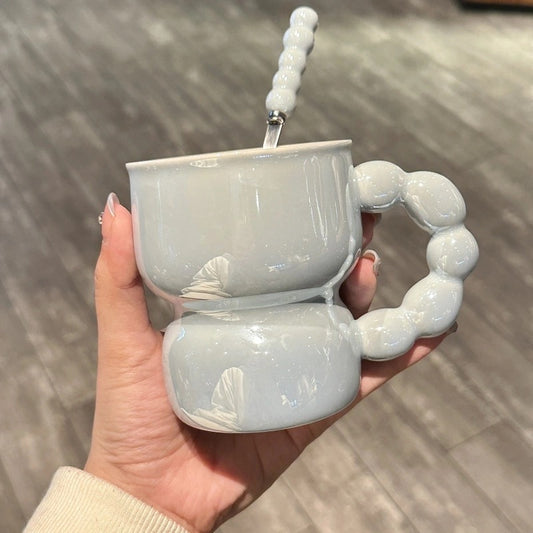 Pearl Mug with spoon-Creative Gift 300ml